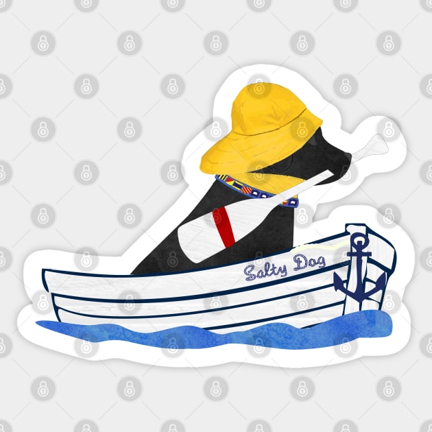 Nautical Preppy Salty Dog Black Lab Sticker by emrdesigns